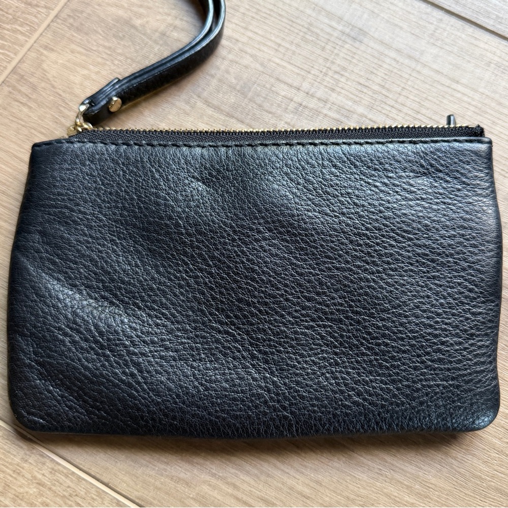 Kate Spade Black Leather Wristlet Pebbled 6.5x4” 2 Zip Compartments - Picture 6 of 13